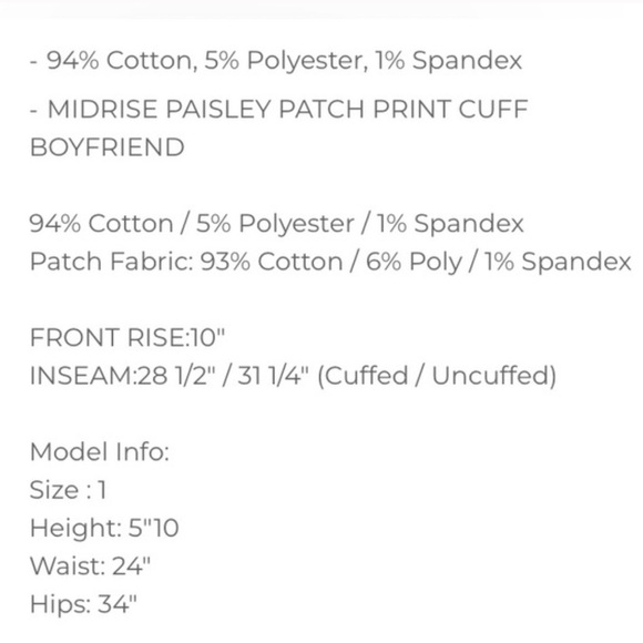 Judy Blue Paisley Bandana Cuff Distressed Ankle Jeans in Blue 88574 size 14w - Picture 6 of 7